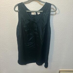 Forest green pleated tank top‎